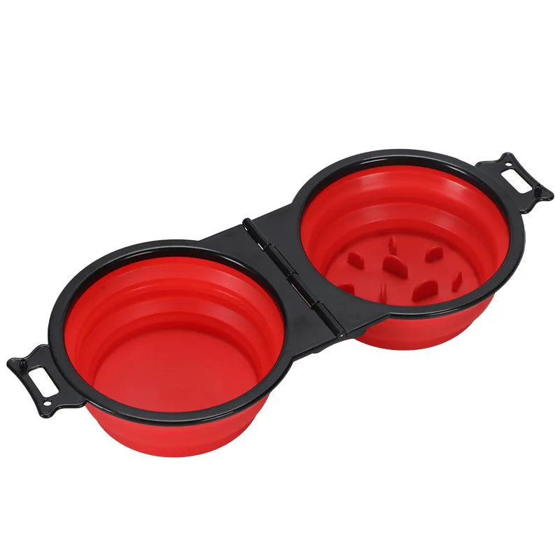 Foldable 2-in-1 travel dog bowl
