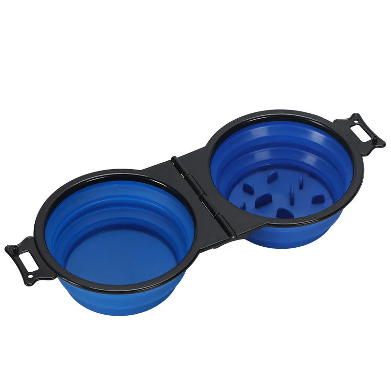 Foldable 2-in-1 travel dog bowl