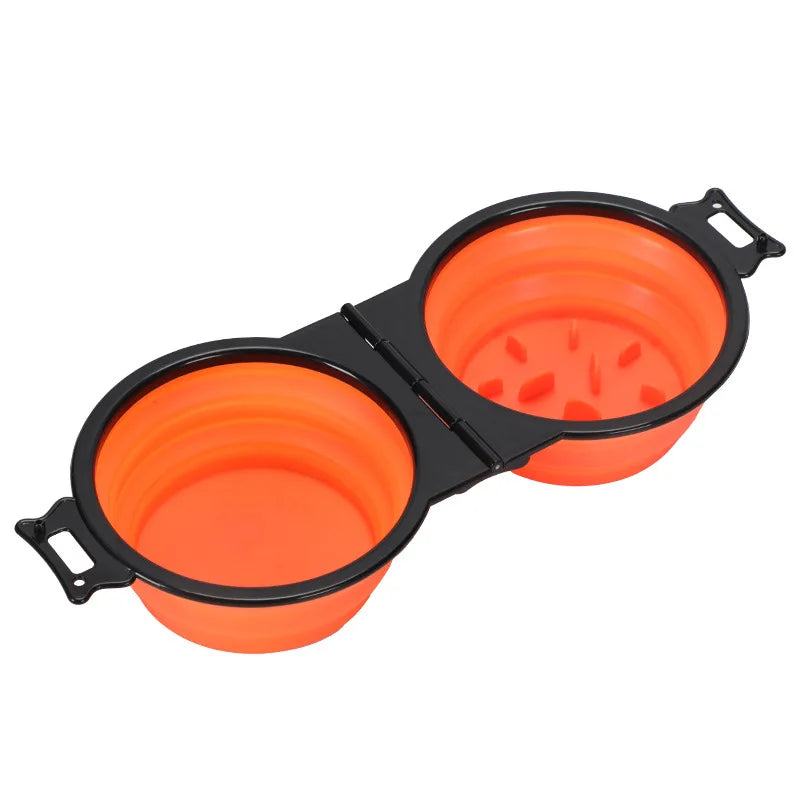 Foldable 2-in-1 travel dog bowl
