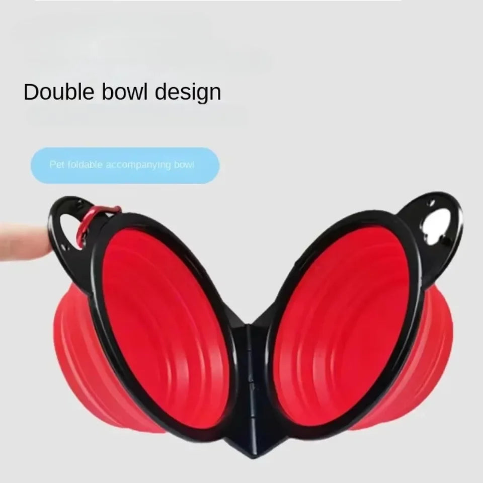 Foldable 2-in-1 travel dog bowl