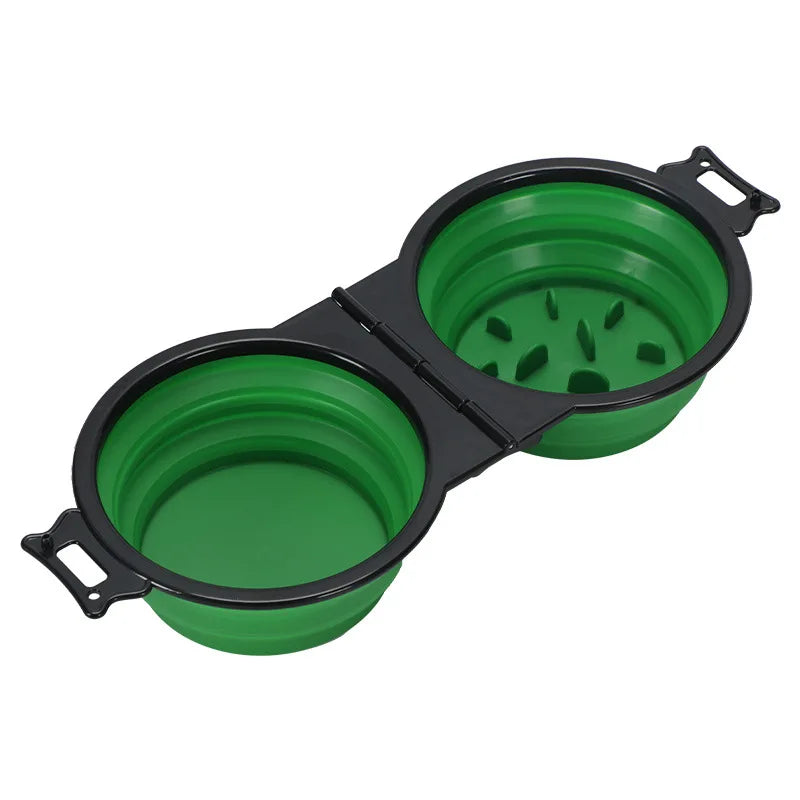 Foldable 2-in-1 travel dog bowl