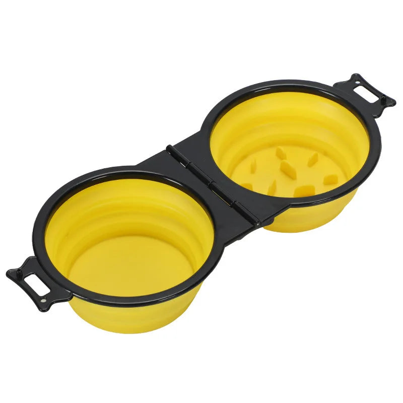 Foldable 2-in-1 travel dog bowl