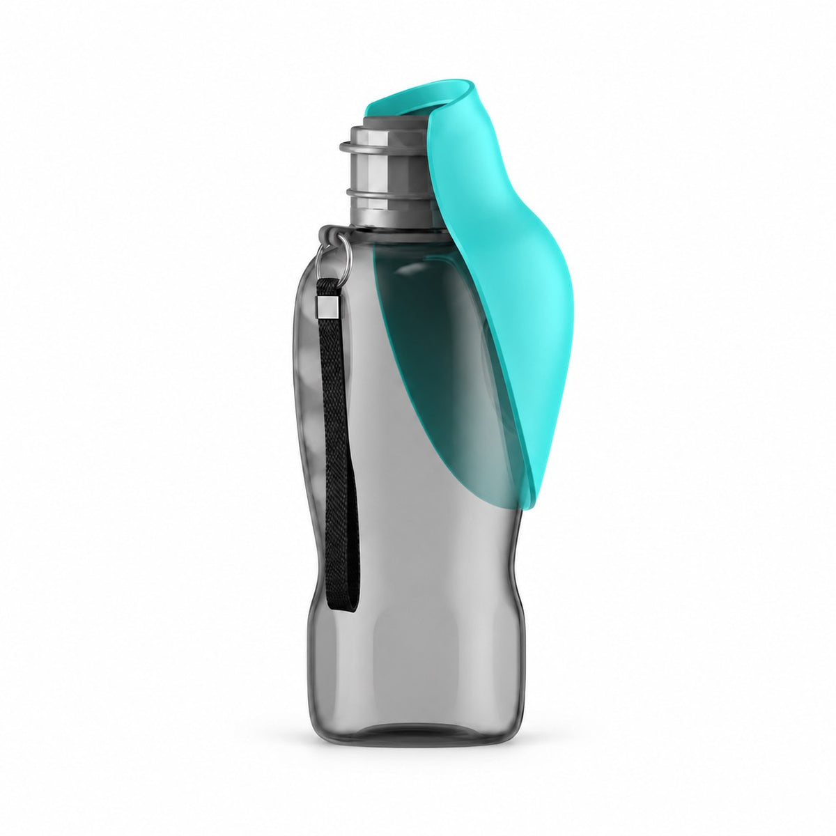 Portable dog water bottle 800ml in green with fold-out drinking tray