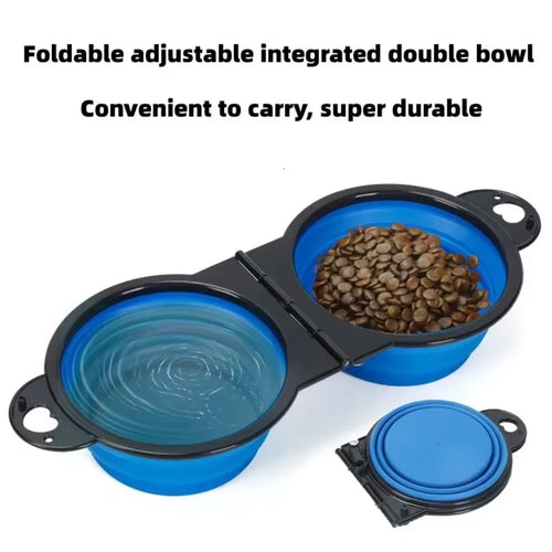 Foldable 2-in-1 travel dog bowl