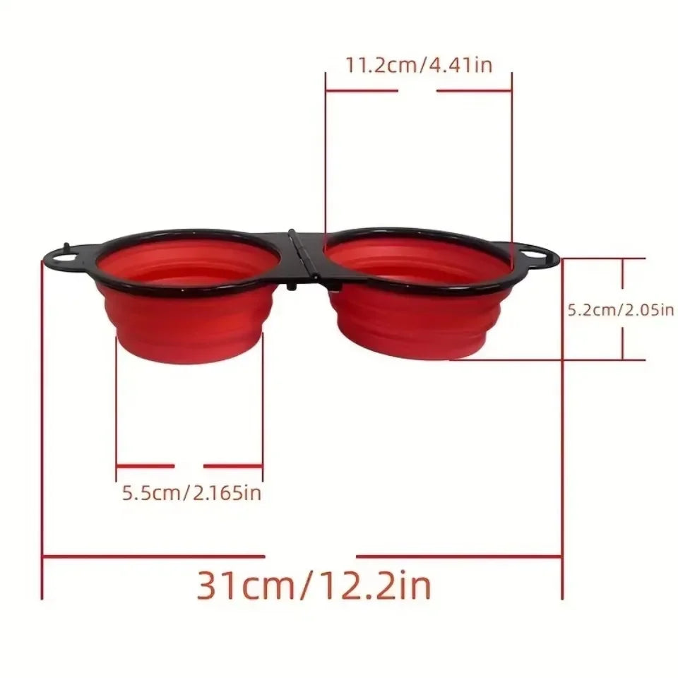 Foldable 2-in-1 travel dog bowl